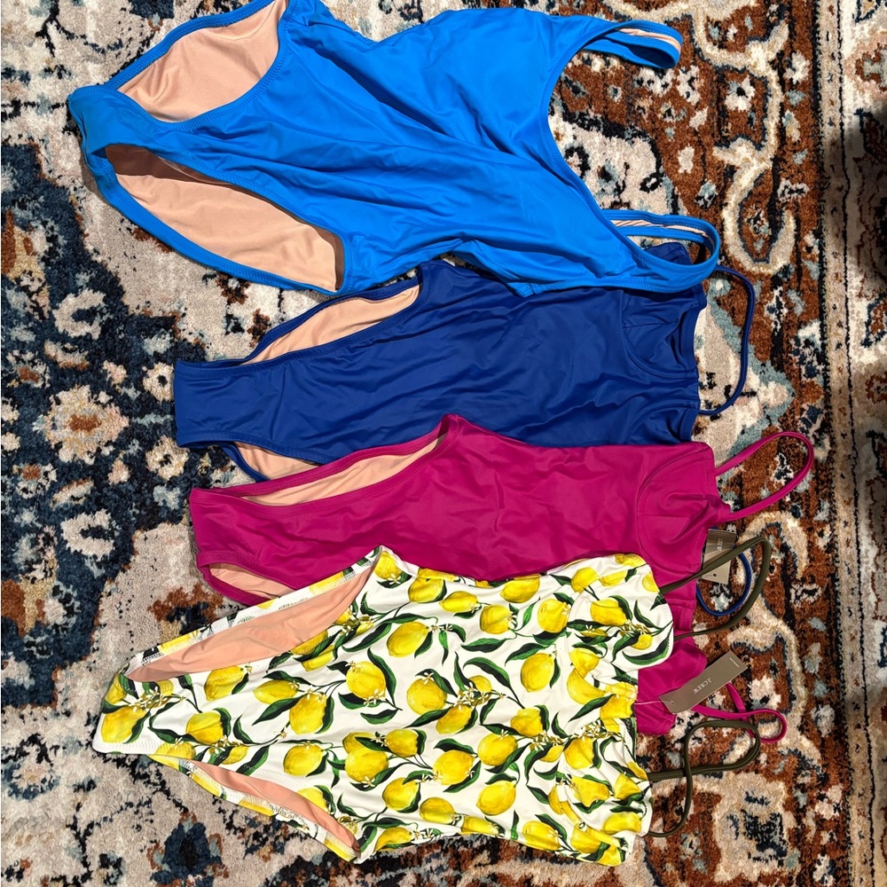 Four J. Crew One Piece Swim Suits